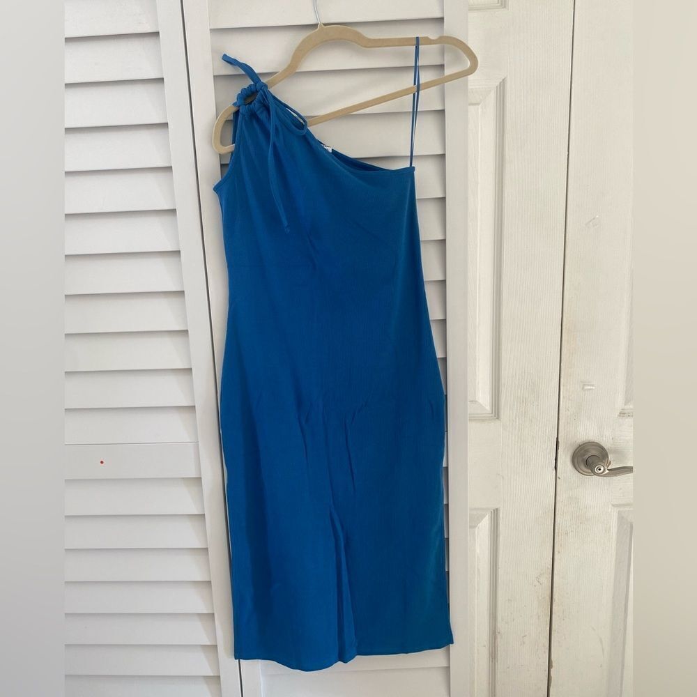 Blue One-Shoulder Dress